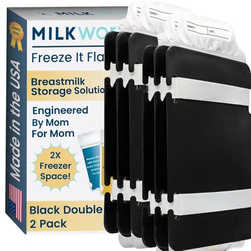 Miniatura 12 de Freeze It - Sistema de almacenamiento de leche materna plano, organizador que ahorra espacio para bolsas de almacenamiento de leche materna, Negro