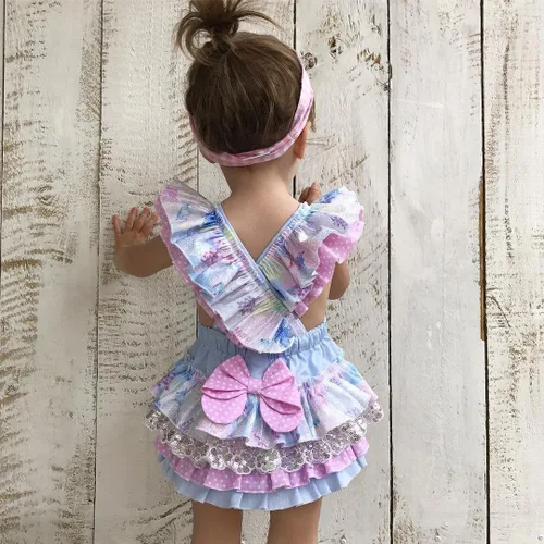 Miniatura 3 de Mameluco inflable con volantes y espalda cruzada para niñas