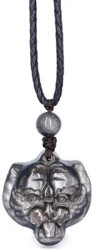 GENASTO Obsidian Stone Necklace Crystal Healing Crystal Pendant Spiritual Jewelry Natural Stone for Happiness and Lucky