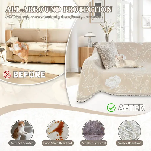 Miniatura 5 de Fundas de sofá seccional 100% impermeables para perros, funda de sofá de esquina en forma de L, funda de sofá de chenilla lavable, cobija moderna