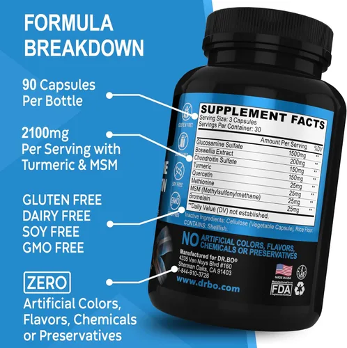 Miniatura 6 de Glucosamina, condroitina, MSM, cúrcuma, suplemento para la salud de las articulaciones, 2100 mg de hueso y articulaciones de rodilla, suplemento