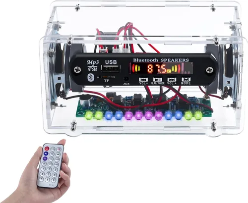 MiOYOOW Kit de altavoz Bluetooth DIY con radio F, kit de práctica de soldadura electrónica, mini amplificador de sonido para el hogar, kit de