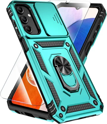 Miniatura 25 de SunStory Funda compatible con Samsung Galaxy A17 5G con protector de pantalla HD, cubierta de cámara deslizante y soporte de anillo giratorio, a