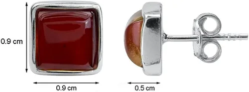 Miniatura 4 de Ian and Valeri Co. Pendientes cuadrados de plata de ley ámbar cereza, Ámbar, Ámbar