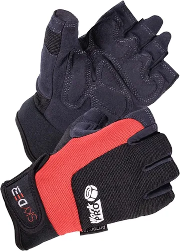SKYDEER Guantes de trabajo sin dedos – Guantes de gimnasio de cuero sintético de alto rendimiento, resistentes al agua, agarre antideslizante para