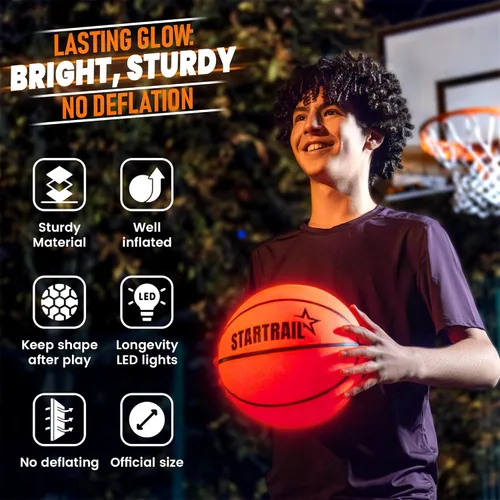 Miniatura 7 de TOMLEON Light Up Basketball Glow in The Dark Basketball LED Basketball Size 7 Glowing Basketball Ball Lighted Basketball Coolest Things
