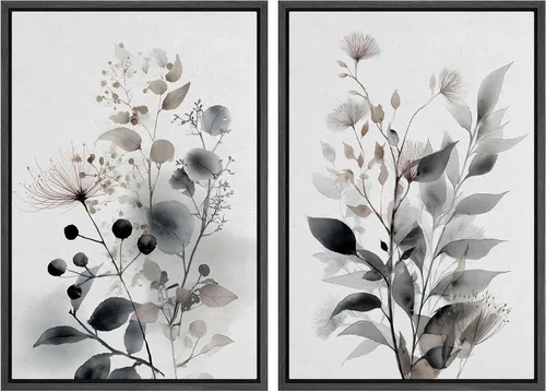 Miniatura 56 de IDEA4WALL - Set de lienzos enmarcados para pared, diseño tropical, selva, hoja de plátano, guepardo rosa, gato, naturaleza, desierto, arte digital