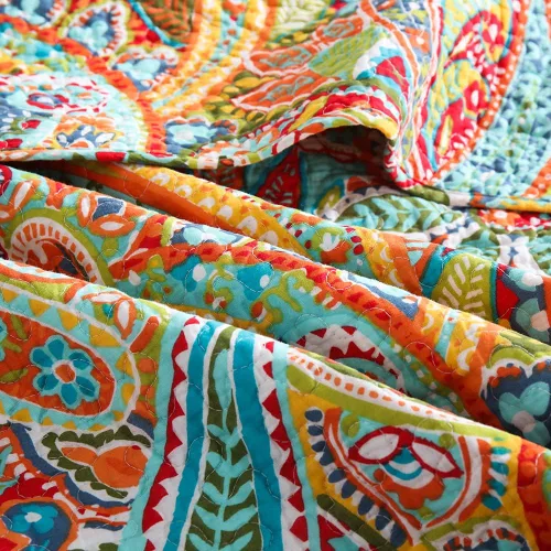 Miniatura 8 de Autumn Dream Juego de colcha de algodón, juego de edredón reversible de 3 piezas, color amarillo hermoso Paisley, tamaño Queen Amarillo Gorgeous