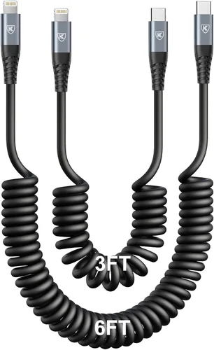 Miniatura 10 de Paquete de 2 cables de carga USB C a USB C en espiral para automóvil, cable de carga rápida USBC tipo C compatible con 17/1615/15 Plus/15 Pro/15 Pro