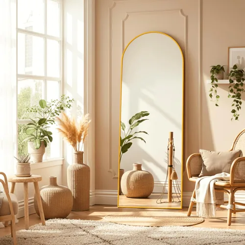 Miniatura 8 de Alpen Espejo arqueado de longitud completa, espejo de suelo con soporte, espejos de 59 x 16 pulgadas para decoración del hogar, espejos de cuerpo