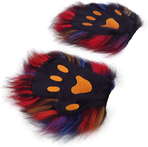 Miniatura 101 de Guantes de garra para disfraz de Halloween, medio dedo, lobo, oso, gato, guantes, guantes de piel sintética para mascarada, cosplay, utilería de mano