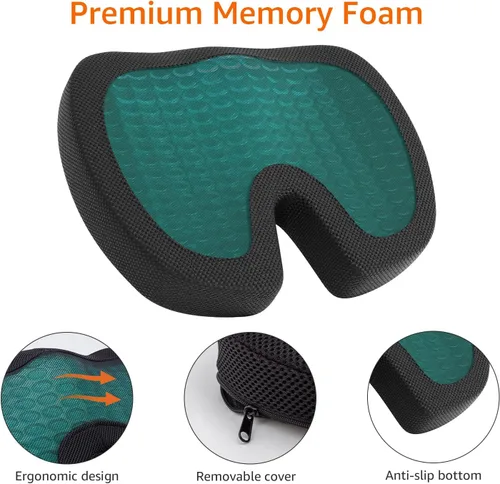 Miniatura 3 de Amazon Basics Cómodo cojín de asiento para sillas de oficina, espuma viscoelástica mejorada de gel, color negro