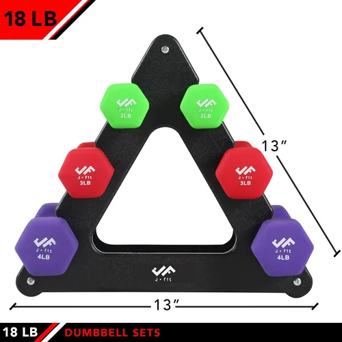 Miniatura 2 de JFIT Dumbbell Pairs or Sets – Neoprene & Vinyl Coated Hand Weights for Home Gym, Strength Training, Aerobics, Cardio Exercise and Fitness