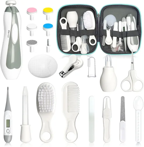 Miniatura 10 de Kit de cuidado y aseo para bebés, juego de seguridad para bebés de 14 en 1, juego de cuidado de salud de guardería para recién nacidos con cepillo
