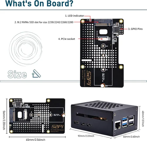 Miniatura 3 de GeeekPi Carcasa metálica con placa periférica N04 PCIe M.2 Key-M NVMe SSD PCIe para Raspberry Pi 5