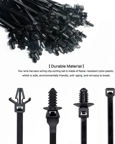Miniatura 4 de 120 paquetes de bridas de cables para coche, bridas de nylon con montaje a presión, bridas de cierre autoadhesivas, bridas de cierre