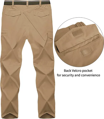 Miniatura 25 de Pantalones de senderismo para hombre, ligeros, transpirables, con 6 bolsillos, para verano, casual, de secado rápido, impermeables, pantalones