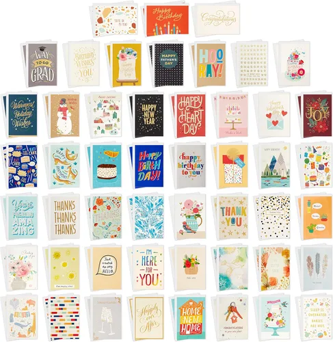 Miniatura 4 de Hallmark Juego de tarjetas de felicitación en blanco surtidas para todas las ocasiones (100 tarjetas) con organizador de tarjetas, surtido