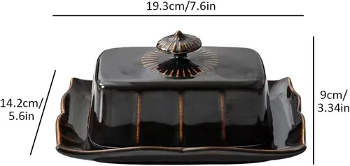 Miniatura 2 de Mantequillera de porcelana con tapa para encimera, contenedor de mantequilla de granja con mango de lujo, grande para mantequilla de la costa este