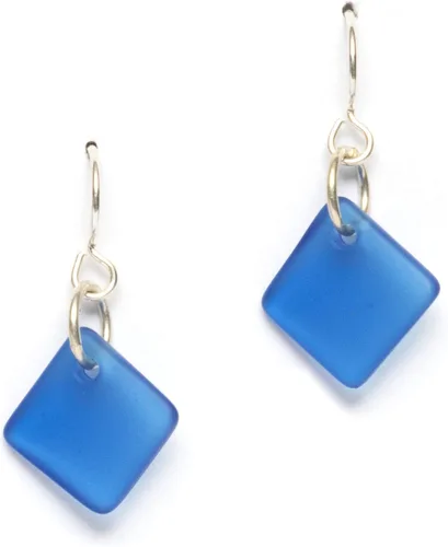 Miniatura 17 de Delicate Diamond Sea Glass Earrings, Beach Glass Earrings for Women by EcoSeaCo, using sustainable, recycled and repurposed material. Handmade