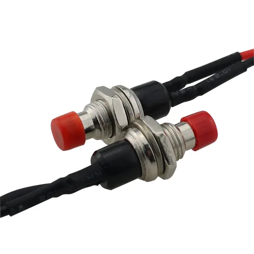Miniatura 4 de 6PCS Momentary Mini Interruptor de Botón Botón Auto Restablecimiento Pulgadas Botón de Interruptor Sin Bloqueo, Rojo (con Cable 3.9 in)