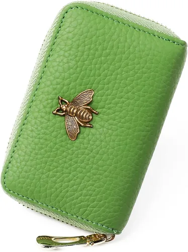 Miniatura 37 de imeetu Soporte para tarjetas de crédito RFID, cartera pequeña de cuero con cremallera para mujer