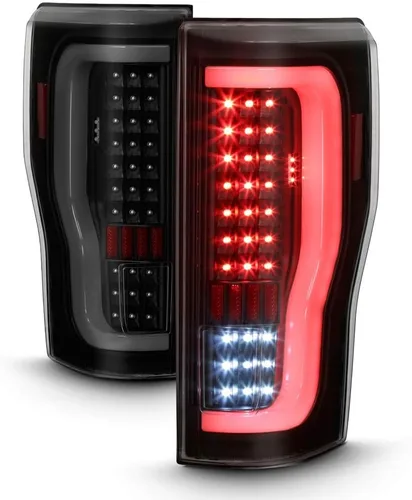 ACANII - Para Black Smoke 2017-2019 Ford F250 F350 Full LED Light Tube Tail LIghts Lámparas de freno