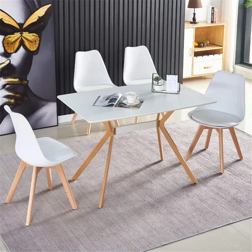 Miniatura 9 de Yogald - Mesa de comedor moderna de 47.27 pulgadas, mesa de comedor rectangular con patas de metal, ahorro de espacio para reuniones y comedor