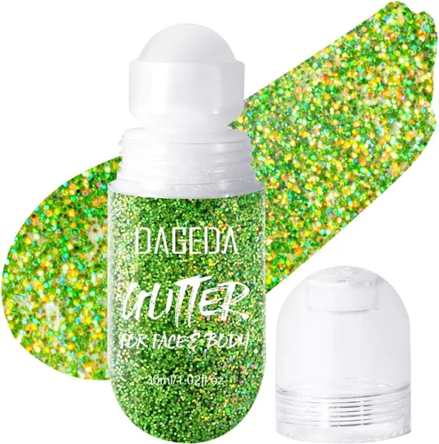 Miniatura 13 de DAGEDA Gel de purpurina corporal, purpurina facial enrollable para maquillaje de sirena, accesorios para festivales, rave, gel holográfico