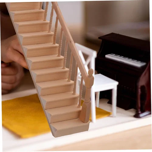 Miniatura 9 de Escala 1:12 Pasamanos miniatura de escalera para casa de muñecas Accesorio de decoración interior de madera
