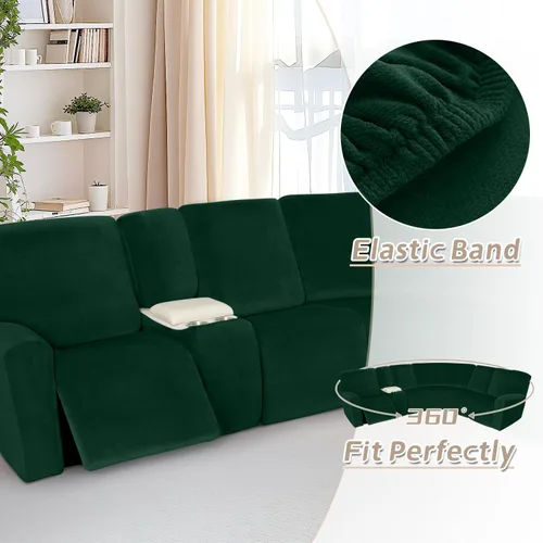 Miniatura 210 de Arfntevss Fundas de sofá seccional reclinable de terciopelo, Funda de sofá seccional de esquina para sofá reclinable, Funda elástica suave