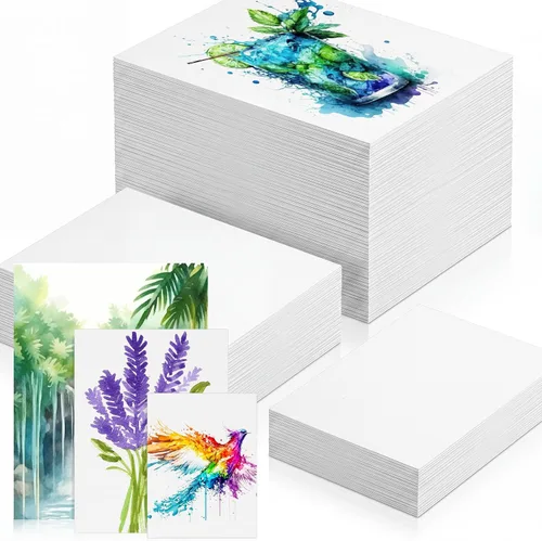 Crtiin 200 hojas de papel de acuarela de 3 tamaños a granel, 5.64 oz, papel de dibujo blanco para acuarelistas, principiantes, manualidades,