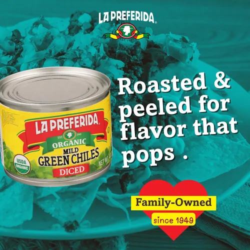 Miniatura 4 de La Preferida Pimientos verdes orgánicos picados tostados al fuego y pelados perfectos para tacos, cazuelas y nachos, 4 onzas (paquete de 6)