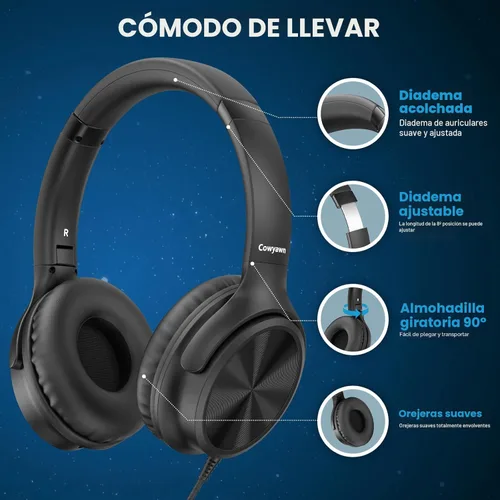 Miniatura 3 de Cowyawn Auriculares USB C con cable, auriculares USB C con cable con micrófono, control de volumen, sonido estéreo HD, auriculares USB tipo C Negro