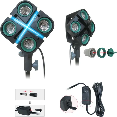 Miniatura 4 de LINCO Lincostore Fotografía Continua Video Studio 3 Softbox Boom Stand Digital Video Hair Lighting AM170 W/12 Bombilla