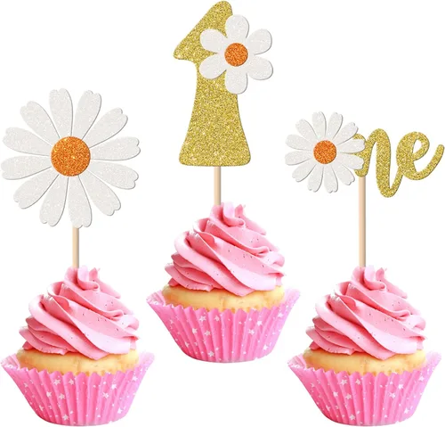 Miniatura 13 de 1 paquete de decoración de pastel de feliz cumpleaños con purpurina de girasol para pasteles, baby shower, niños, cumpleaños, verano, baby shower