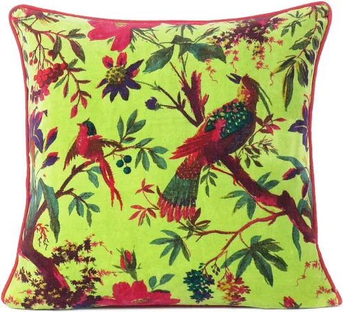 Miniatura 15 de Funda de cojín con flores de terciopelo para sofá, cojín bohemio colorido, con diseño de pájaro, estilo chic bohemio, acento indio, hecho a mano