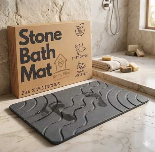Tapete de baño de piedra de secado rápido, tierra de diatomeas, antideslizante, súper absorbente, tapete de baño de piedra para baño, suelo, Gris