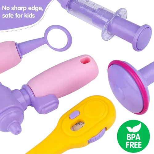 Miniatura 4 de GINMIC Kit de médico para niños pequeños de 3 a 5 años, 22 piezas con juego de rol de Halloween, disfraz de médico y funda de transporte para niños