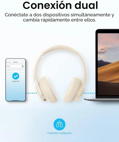 Miniatura 7 de Soundcore by Anker Q20i Auriculares híbridos con cancelación activa de ruido, Bluetooth inalámbrico sobre la oreja, tiempo de reproducción ANC de 40