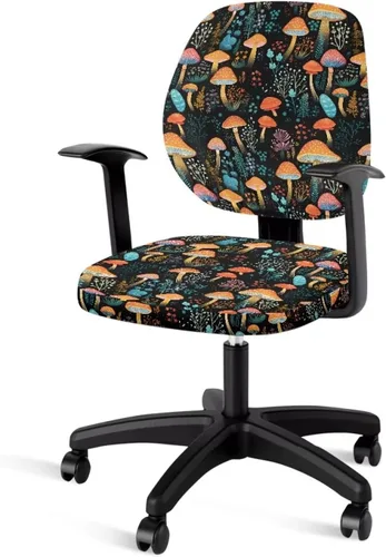 Funda protectora elástica para silla de oficina con diseño de hongos artísticos, funda giratoria elástica para silla de escritorio, adecuada para