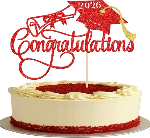 Miniatura 23 de 1 paquete de decoración para tarta de graduación para niña, con purpurina, para diploma, decoración para adultos mayores 2026, para niñas, escuela
