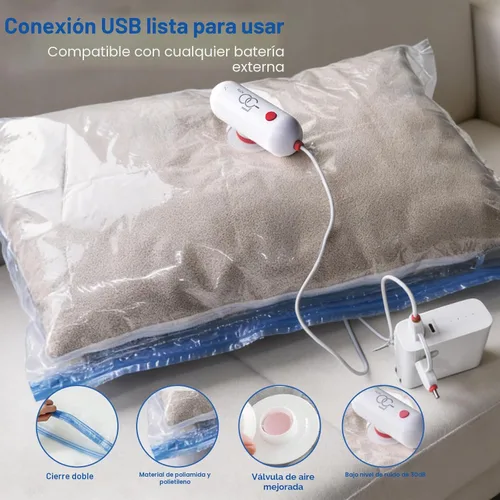 Miniatura 5 de VMstr Paquete de 15 bolsas de almacenamiento al vacío de viaje con bomba USB, sello de embalaje al vacío para equipaje y maleta, ahorro de espacio