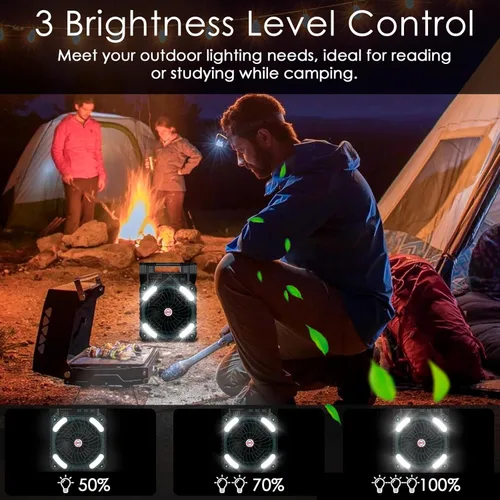 Miniatura 7 de Sendowtek Ventilador de batería portátil para acampar con panel solar, ventilador recargable de 10400 mAh con temporizador, luz LED, pequeños