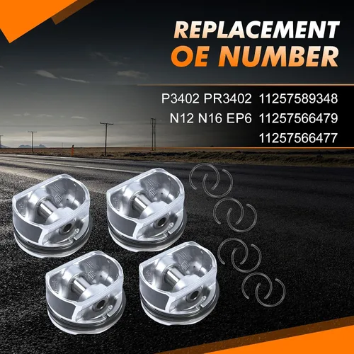 Miniatura 3 de Juego de 4 anillos de pistón 11257589348 Compatible con MINI-Cooper Paceman R55 R56 R57 R58 N12B16 N16B16 5FS EP6C 2006-2016 Piezas de repuesto