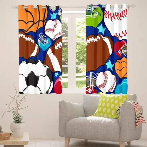 Miniatura 4 de Feelyou Cortinas deportivas para niños, para dormitorio, fútbol, baloncesto, tenis, béisbol, ropa de cama para niños, adolescentes, tratamiento