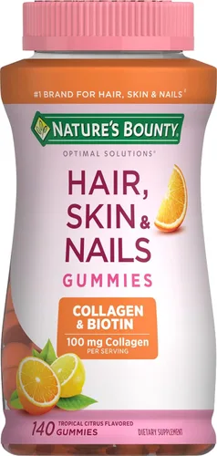 Miniatura 7 de Nature's Bounty Soluciones Óptimas para Cabello, Piel y Uñas con Biotina y Colágeno, Gomitas con Sabor Cítrico, Suplemento Vitamínico, 2500 mcg, 80