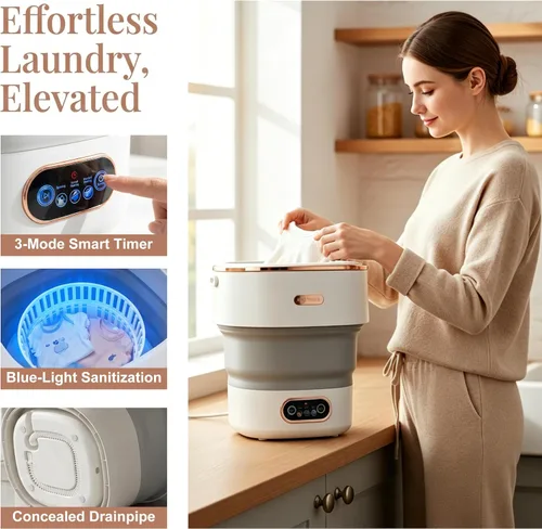 Miniatura 4 de Portable Washing Machine 20L, Foldable Mini Washer & Spin Dryer combo with 3 Modes, small laundry machine for RV, Camping, Dorm, Apartment, Travel