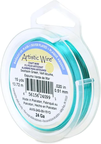 Miniatura 166 de Artistic Wire, alambre para manualidades de calibre 22 bañado en plata, resistente a las manchas, color cobre, blanco, 9,1 m
