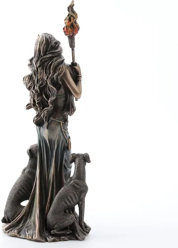 Miniatura 5 de Veronese Design 13 3/8 pulgadas Hécate Diosa griega de la magia con sus sabuesos Escultura de resina fundida en frío Acabado en bronce